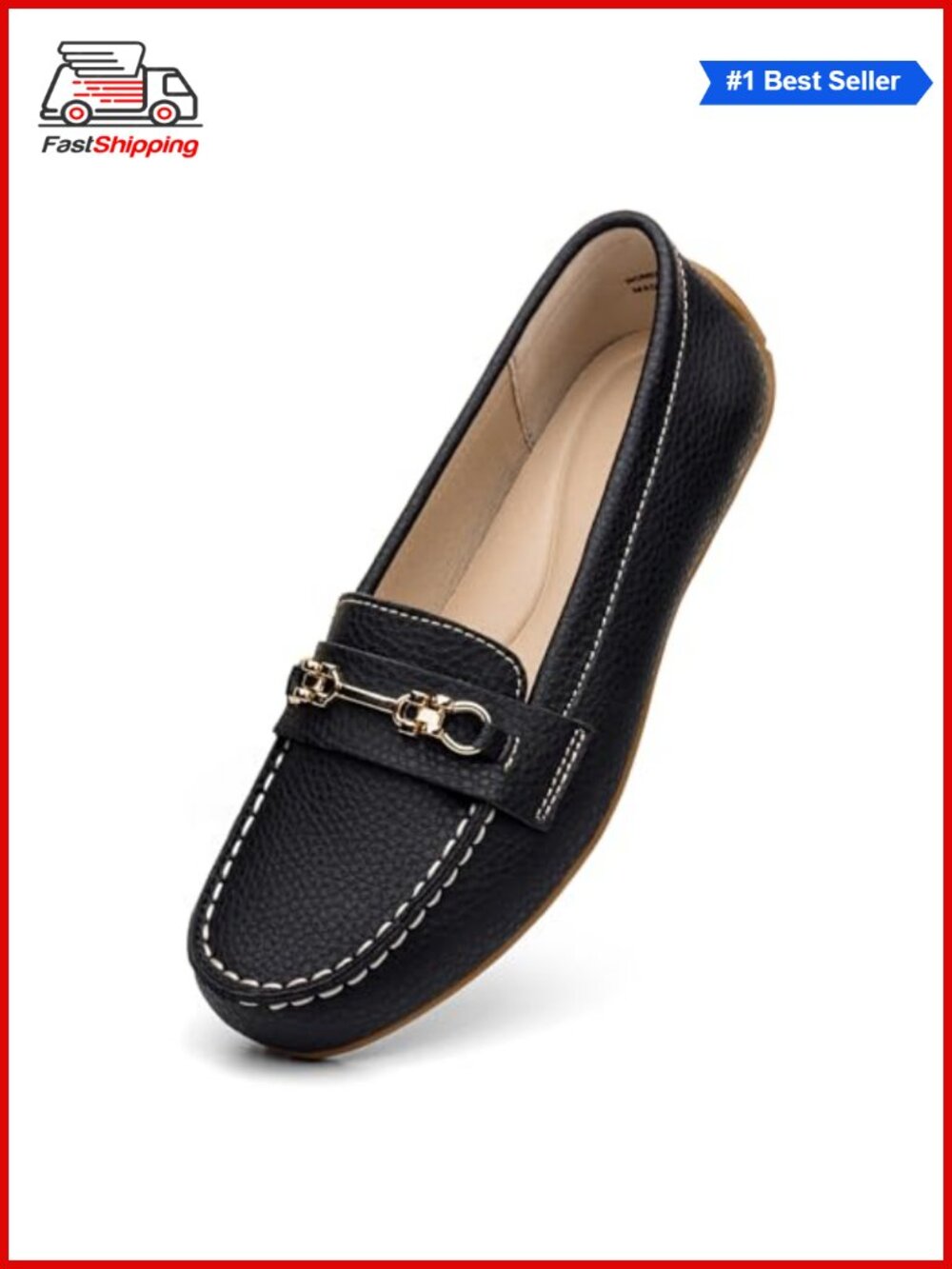 Leather Loafers Women Comfort Slip On Business Casual Work Flats